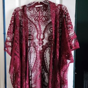 Emerette burgundy lace shawl